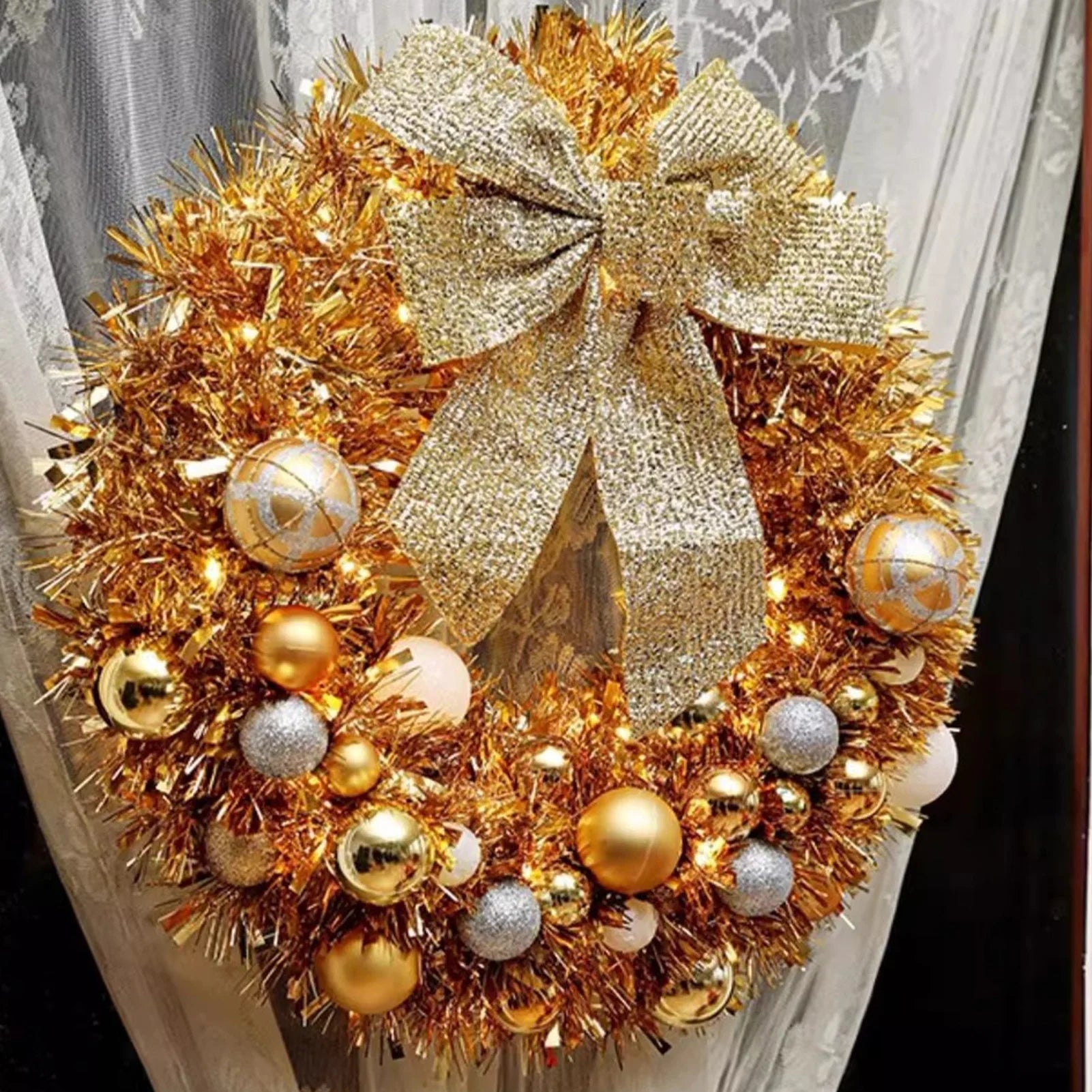 Christmas Wreath with Ornaments and Sparkling Bow – Festive Door Decor 2
