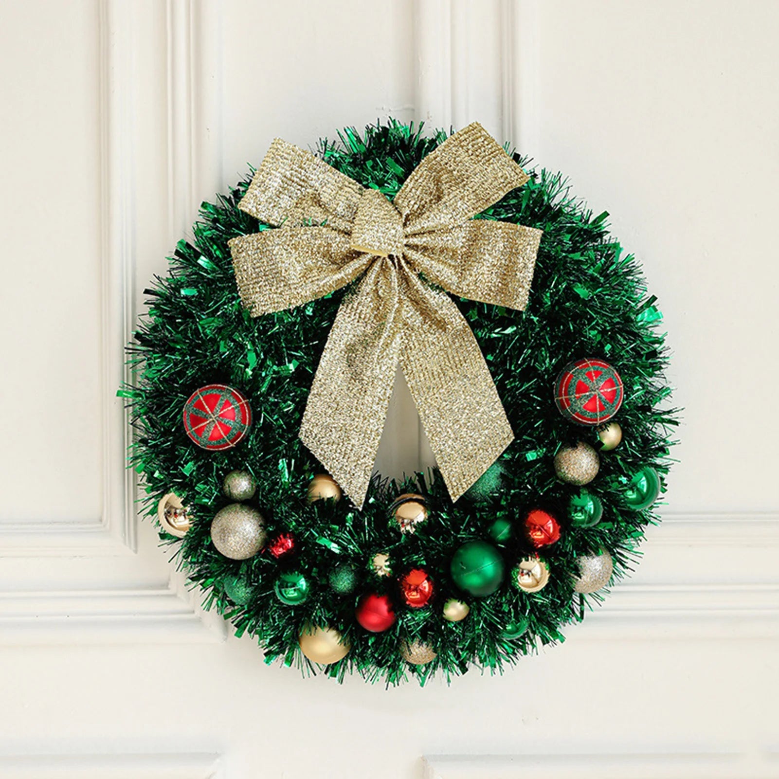 Christmas Wreath with Ornaments and Sparkling Bow – Festive Door Decor 3