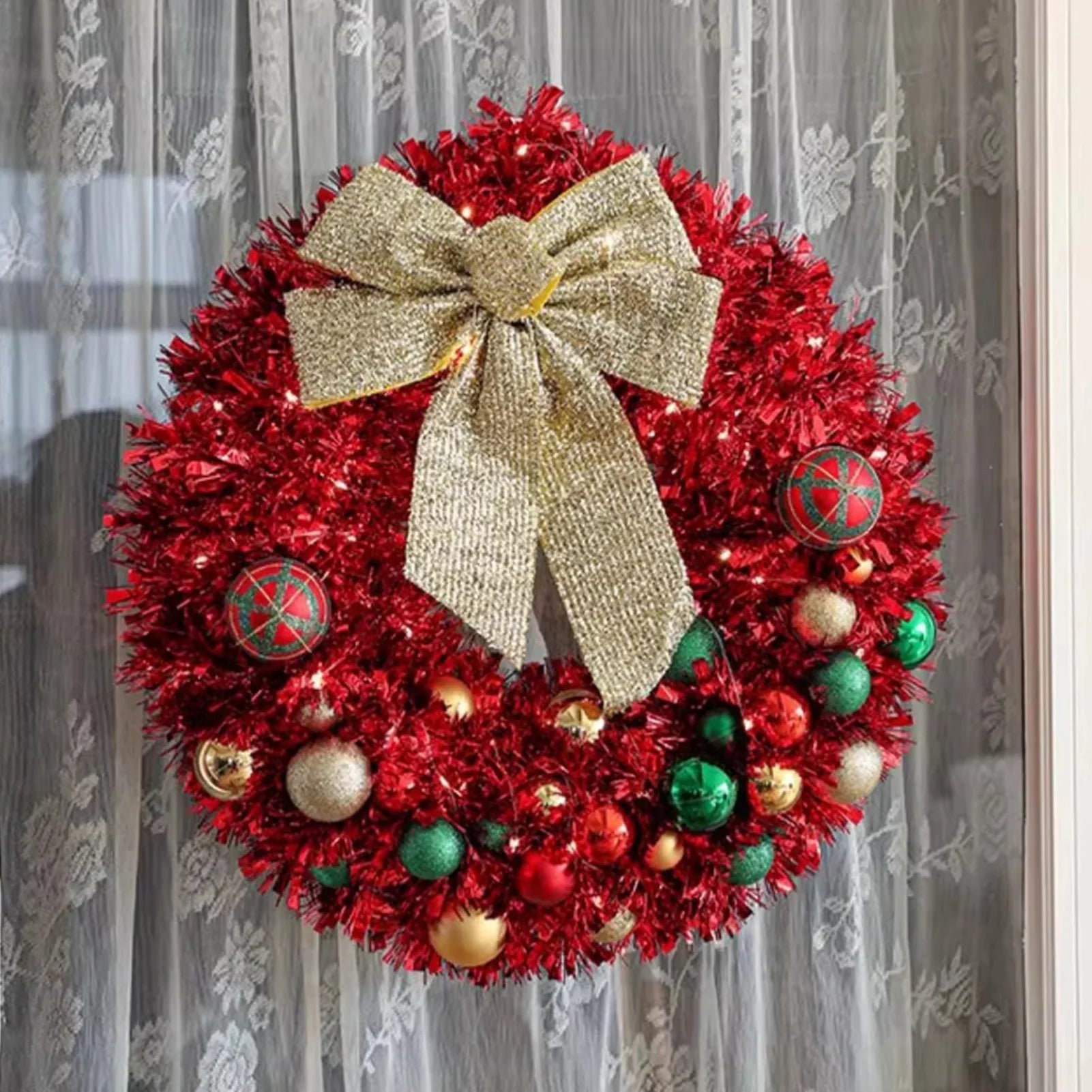 Christmas Wreath with Ornaments and Sparkling Bow – Festive Door Decor 5