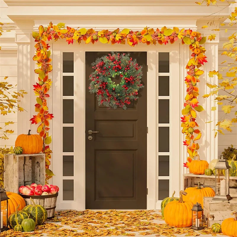 Christmas Wreath with Red Berries – Eucalyptus Door Decor for Holidays 2