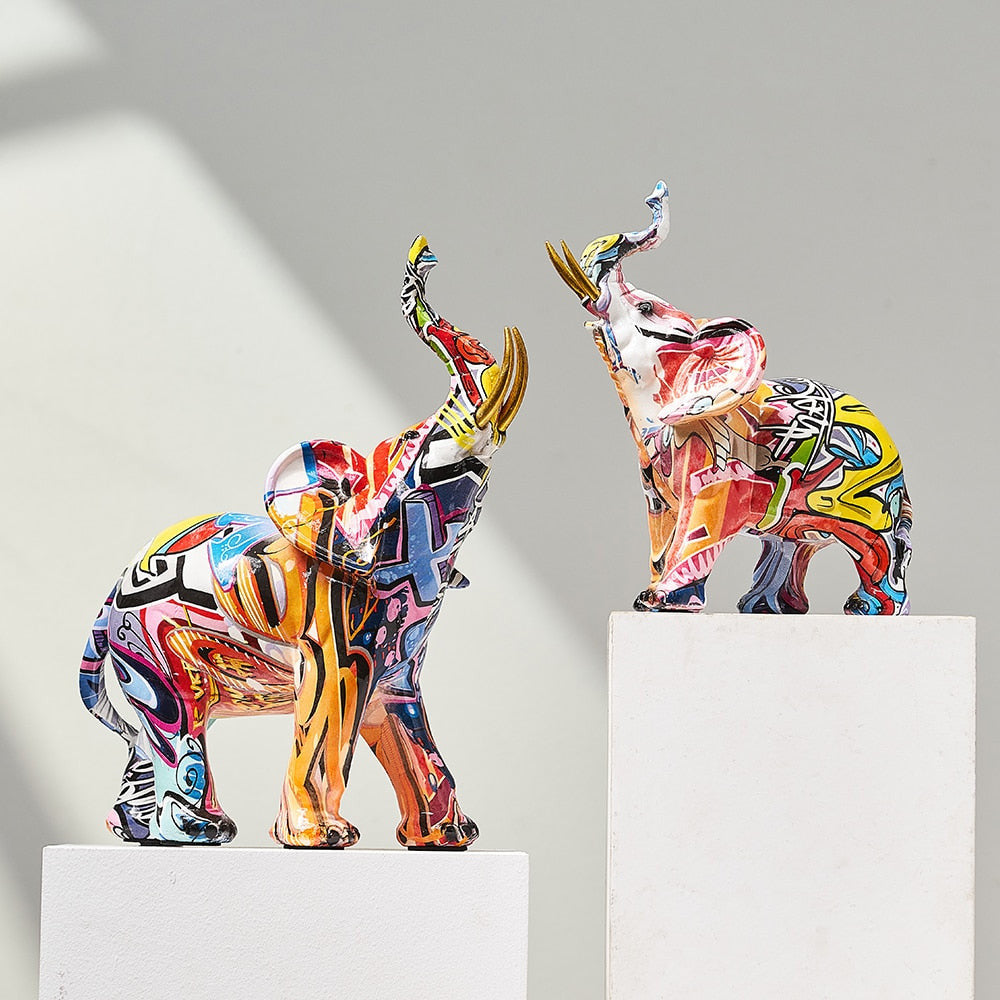 Colorful Elephant Statue – Unique Nordic Animal Decor for Home Accent 1