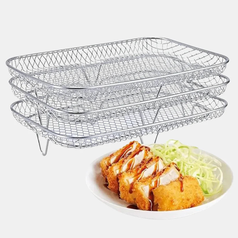 Stackable Frying Baskets Space-Saving Durable Kitchen Accessories For Crispy Cooking-Kitchen Accessories-Unique Casa-Basket-Rectangular-Unique Casa