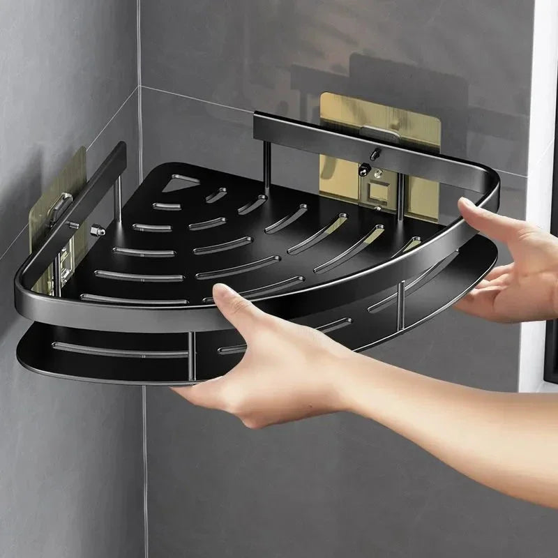Corner Shower Caddy - Modern Aluminum Bathroom Storage Organizer for Essentials 1