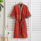 Cotton Bathrobe with Vintage Design – Elegant Dressing Gown for Home Relaxation 2