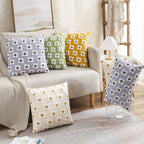 Daisy Embroidered Lumbar Pillow Cover – Springtime Floral Accent for Living Room or Bedroom