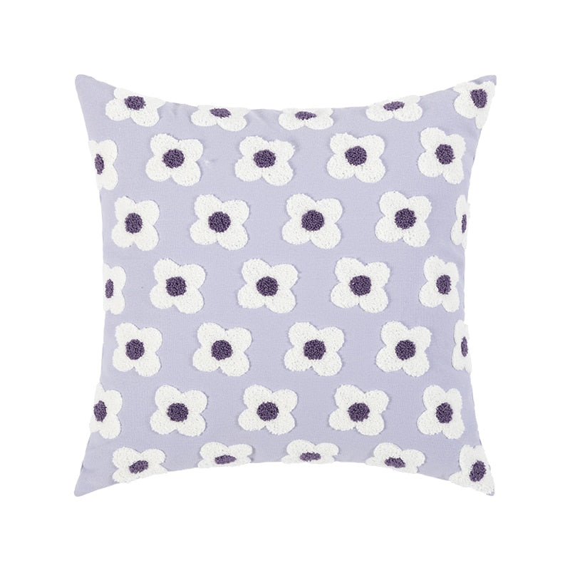 Daisy Embroidered Lumbar Pillow Cover – Springtime Floral Accent for Living Room or Bedroom