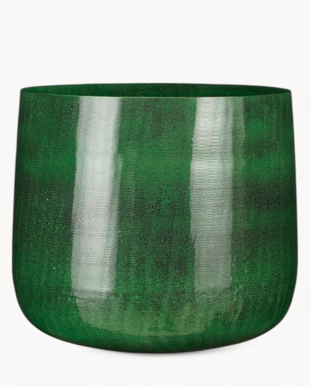 Dark Green Metal Flower Pot – 32 cm Industrial Style Planter-Plant Pot-Unique Casa