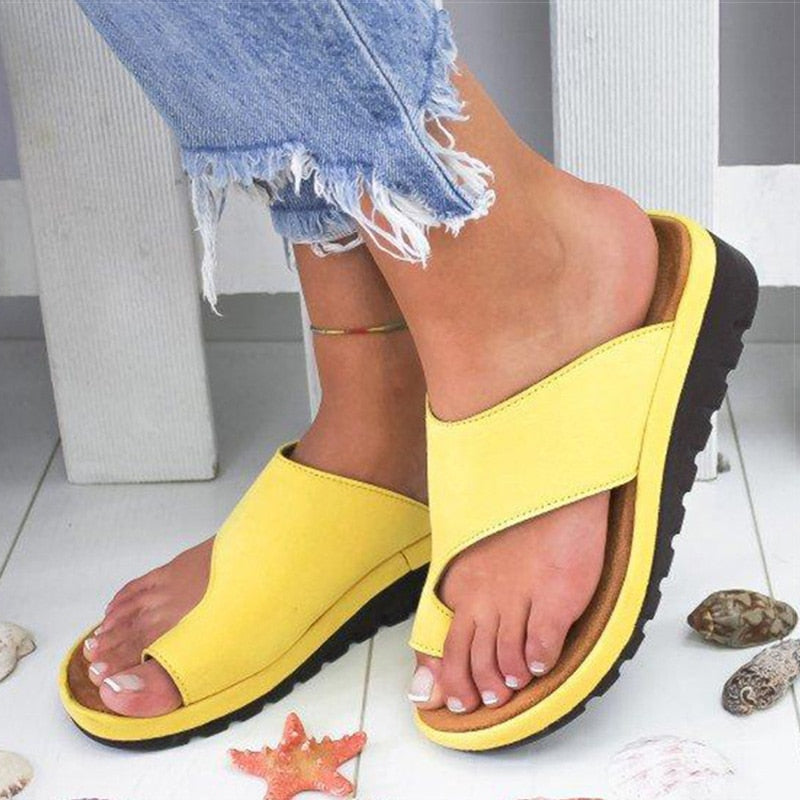 Orthopedic Sandals For Women With Bunion Relief Comfortable Supportive Footwear-Women Sandals Slides Summer-Unique Casa-Yellow-4 [EU35]-Unique Casa