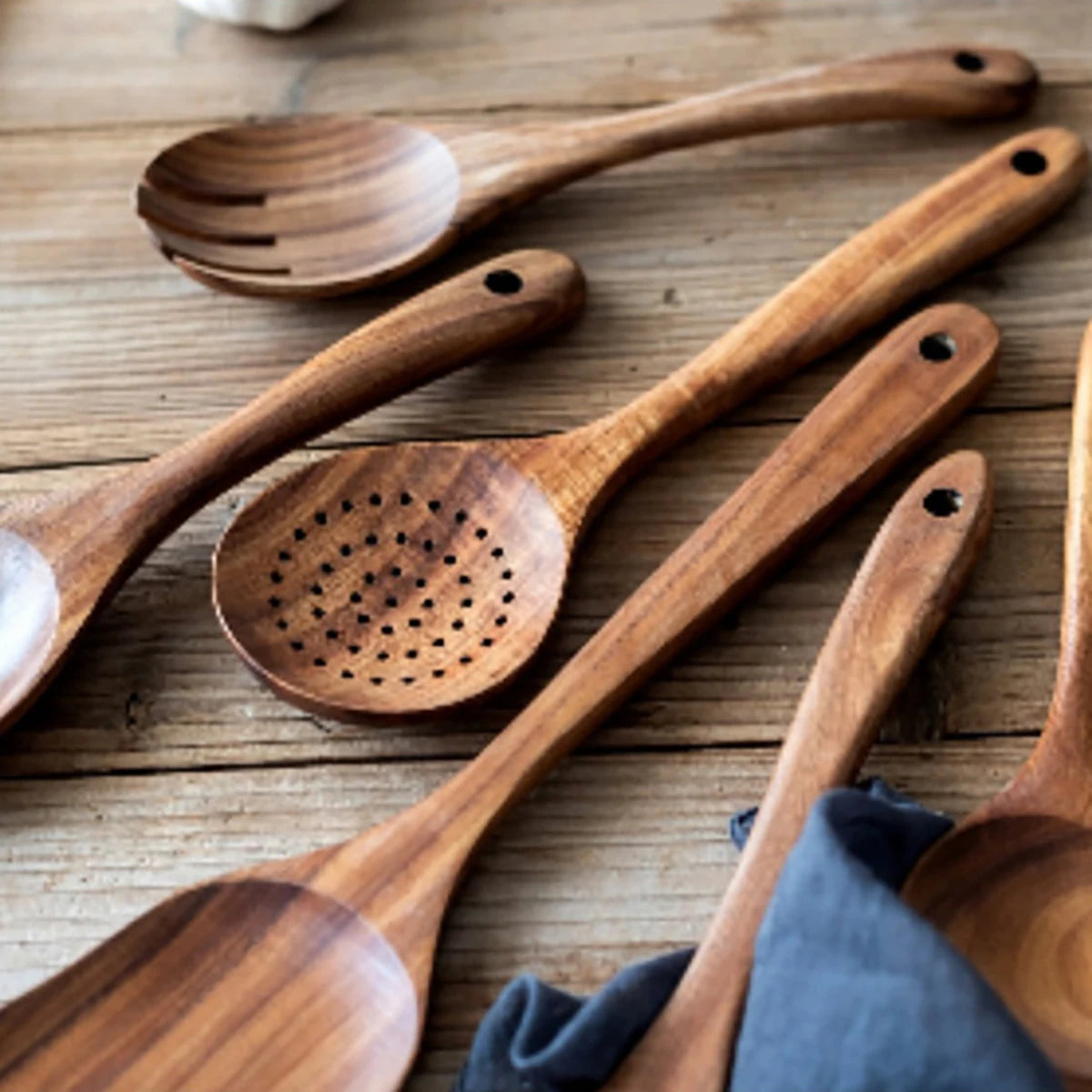 Eco-Friendly Wooden Kitchen Utensil Set with Spatula and Organizer 5