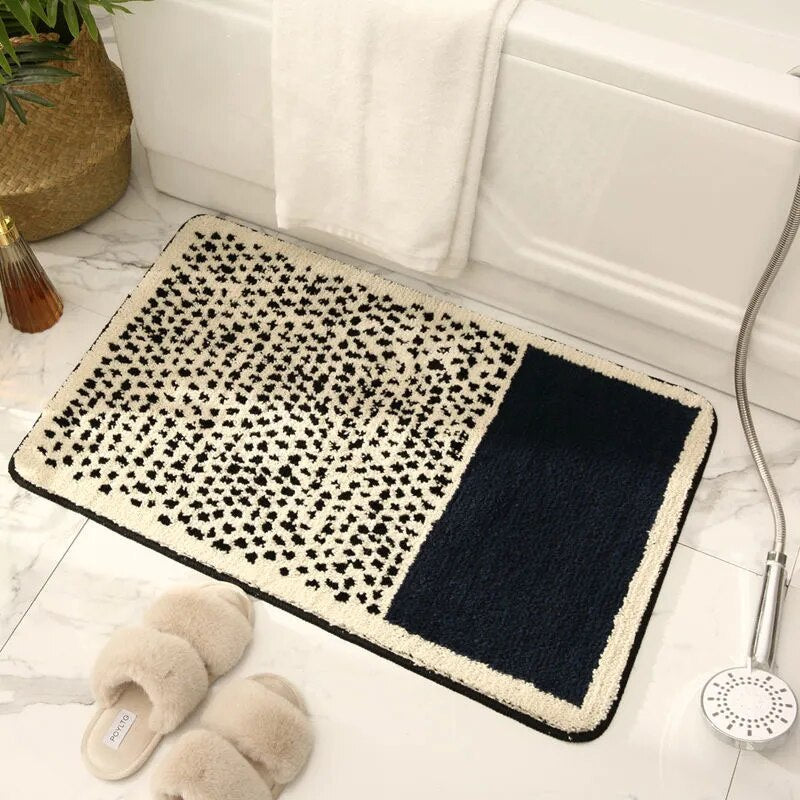 Elegant Handmade Bath Mat - Abstract Art Design, Plush & Absorbent for Home Bathrooms