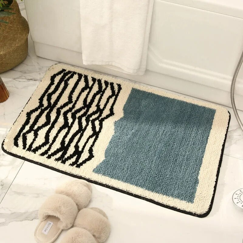 Elegant Handmade Bath Mat - Abstract Art Design, Plush & Absorbent for Home Bathrooms