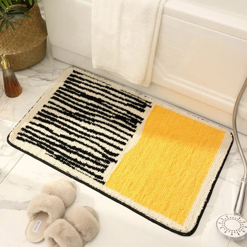 Elegant Handmade Bath Mat - Abstract Art Design, Plush & Absorbent for Home Bathrooms