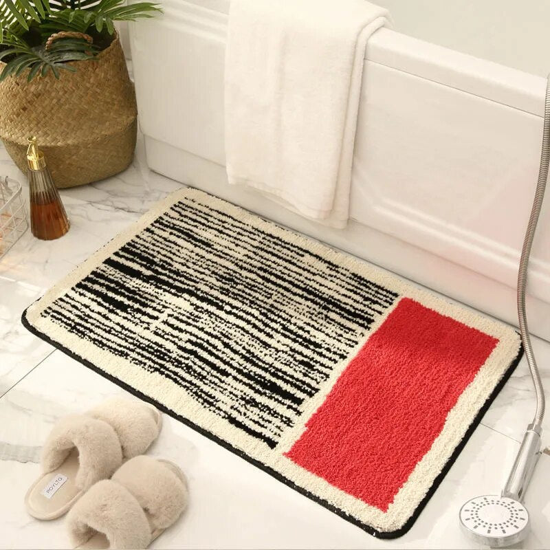 Elegant Handmade Bath Mat - Abstract Art Design, Plush & Absorbent for Home Bathrooms