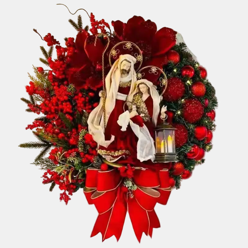 Elegant Christmas Door Wreath – Sacred-Inspired Holiday Garland Decor 0