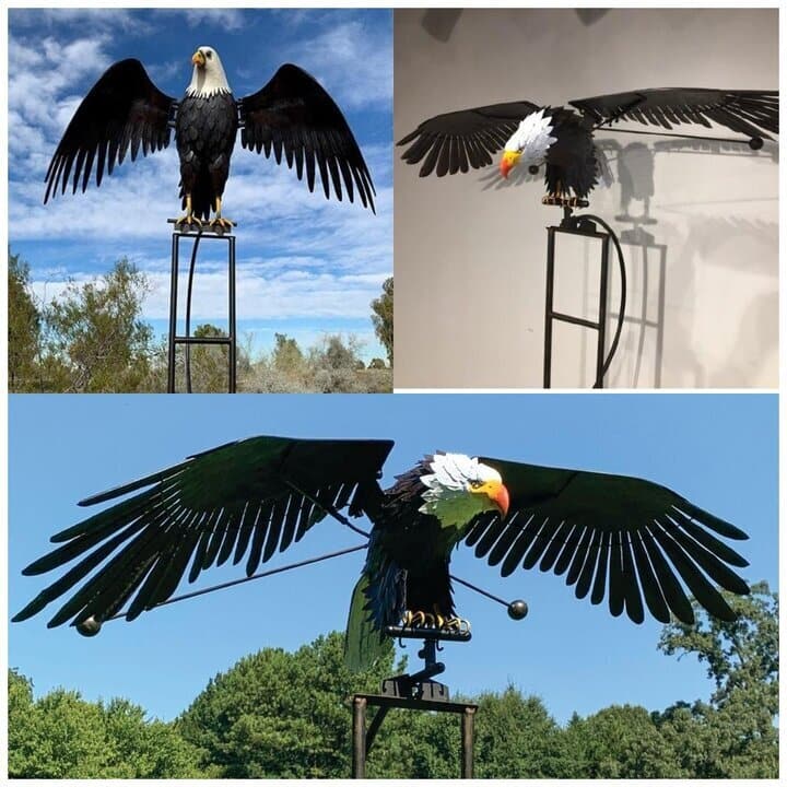 Elegant Metal Garden Windmill Sculpture – Movable Wings Decoration 1
