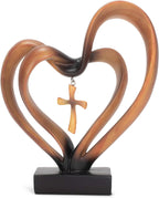 Entwined Heart & Cross Tabletop Sculpture – Decorative Table Accent for Weddings, Anniversaries & Gifts