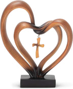 Entwined Heart & Cross Tabletop Sculpture – Decorative Table Accent for Weddings, Anniversaries & Gifts
