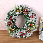 Festive Red Flocked Christmas Wreath – Vibrant Door Decoration for Holidays 1