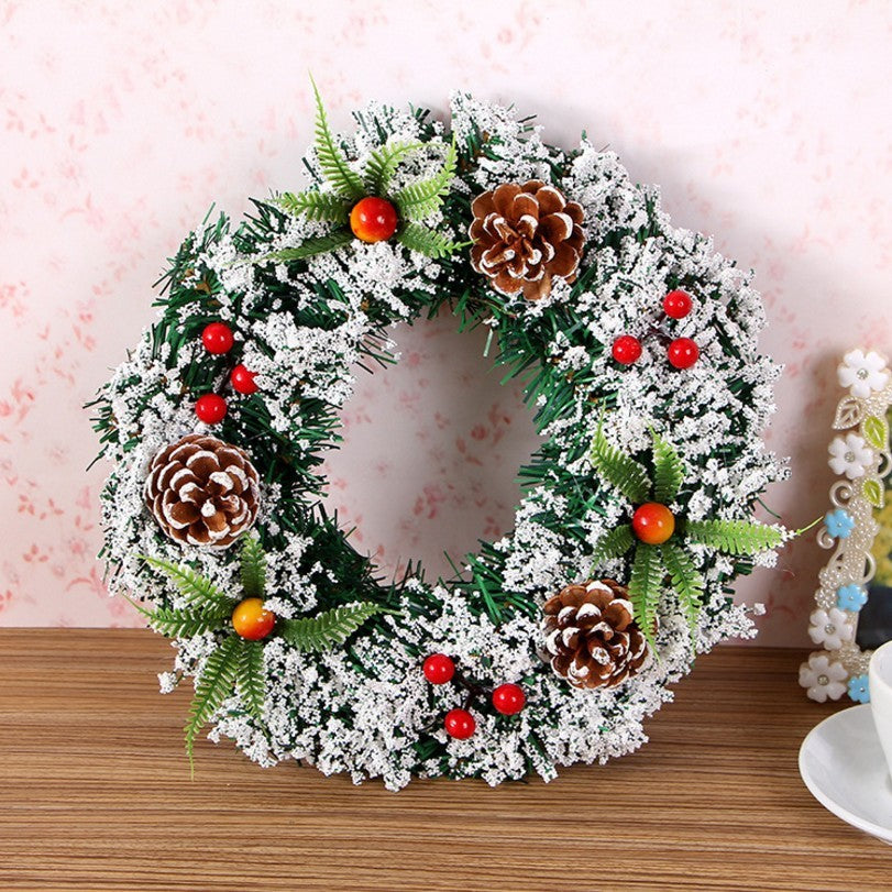 Festive Red Flocked Christmas Wreath – Vibrant Door Decoration for Holidays 1