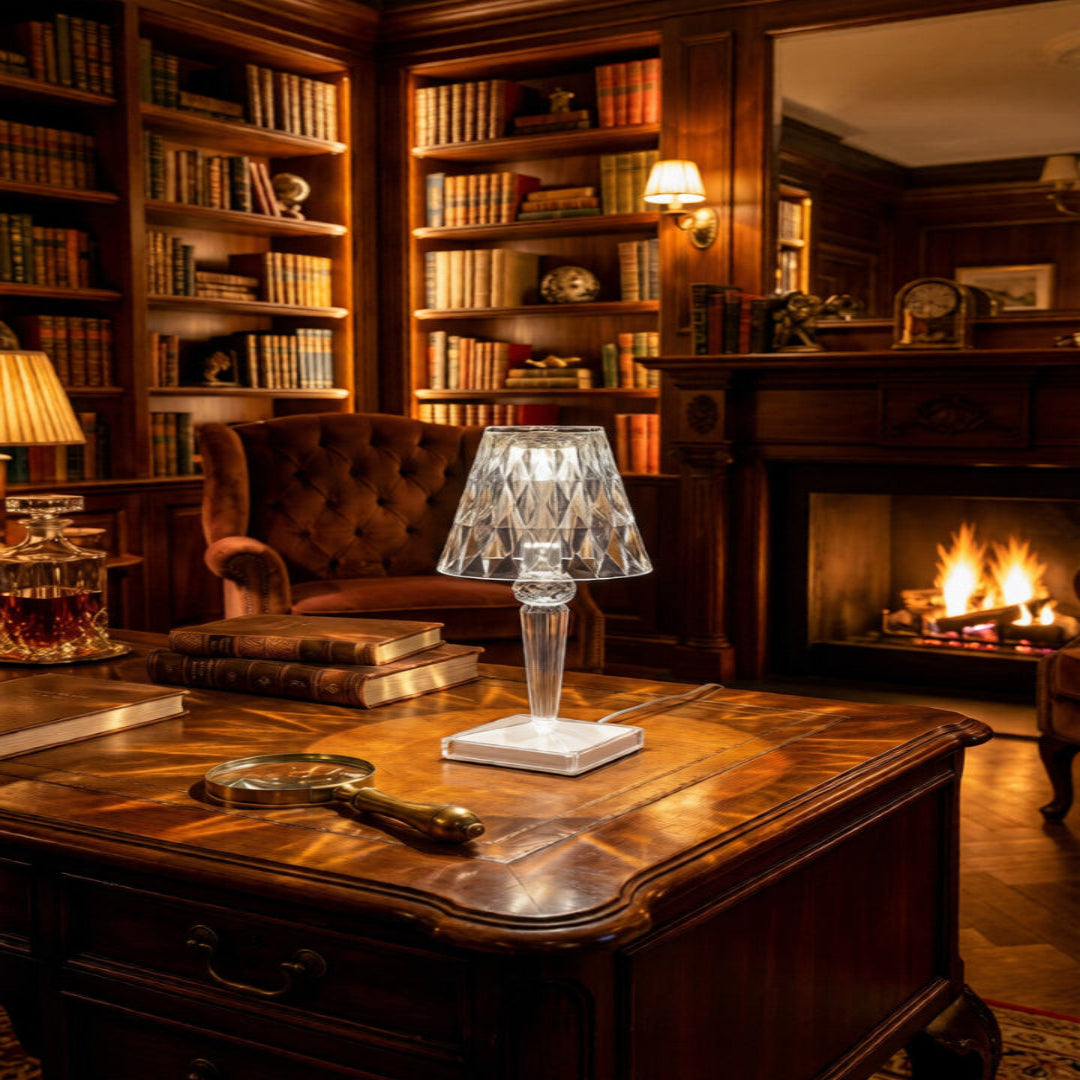 Rechargeable Crystal Table Lamp – Touch Control Cordless Bedside Lighting