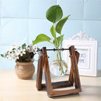 Glass Propagation Vase with A-Frame Wood Stand – Stylish Home Decor Accent