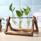Glass Propagation Vase with A-Frame Wood Stand – Stylish Home Decor Accent