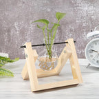 Glass Propagation Vase with A-Frame Wood Stand – Stylish Home Decor Accent