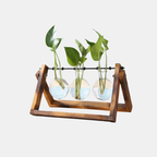 Glass Propagation Vase with A-Frame Wood Stand – Stylish Home Decor Accent