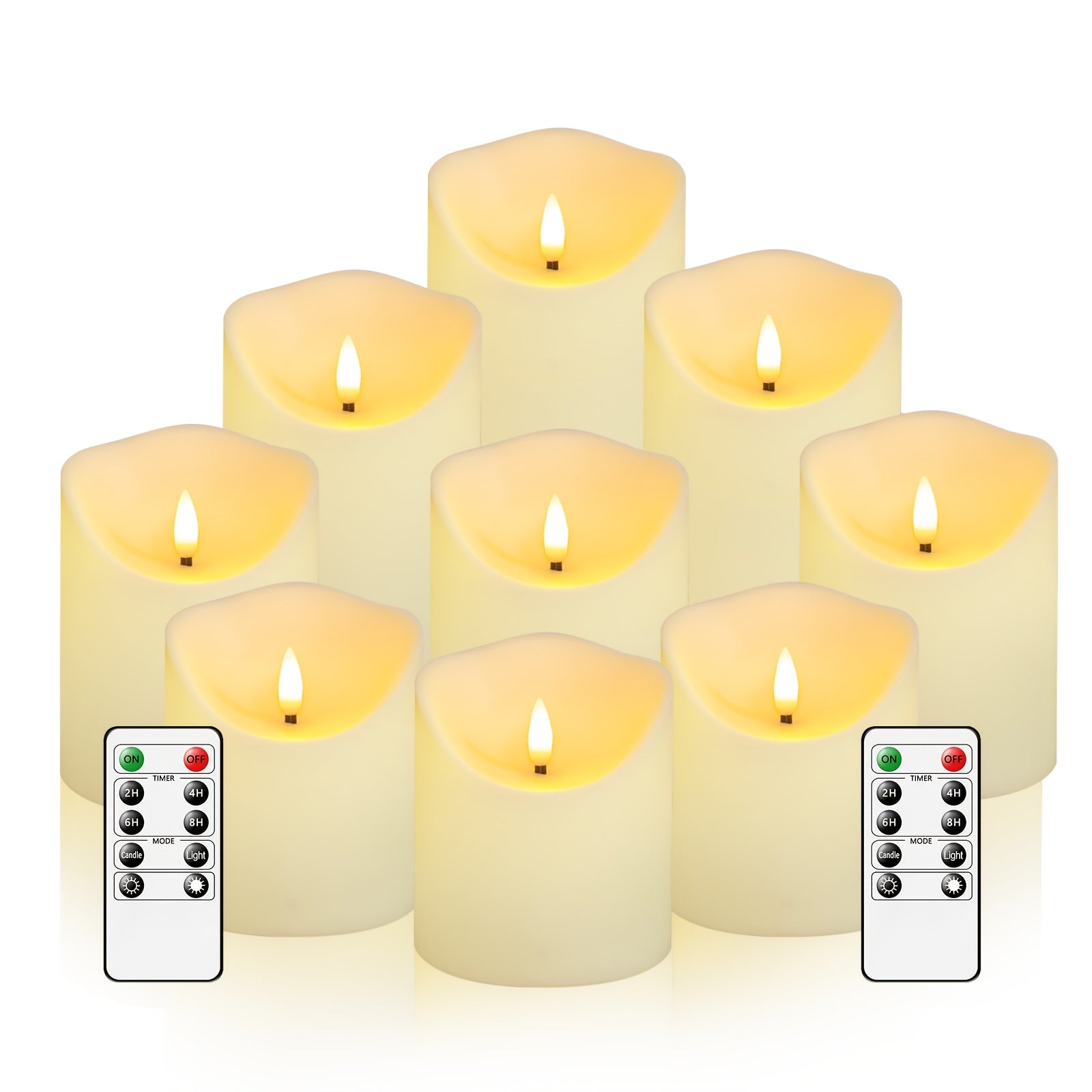 Glittering LED Flameless Candles Set – 9-Piece Battery Operated Decor 3