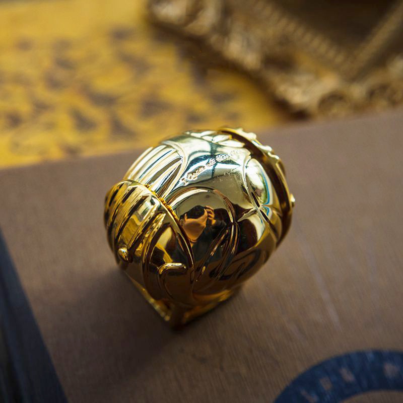 Golden Wing Orb Ring Box - Luxurious Moving Design for Elegant Jewelry Storage-Jewelry Storage-Unique Casa-Unique Casa