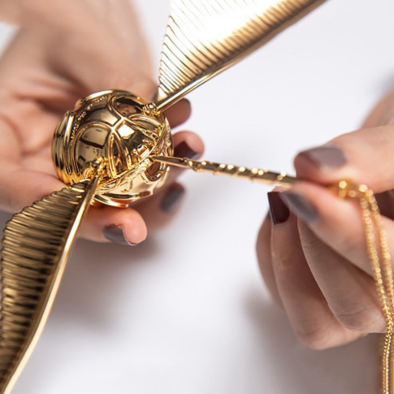 Golden Wing Orb Ring Box - Luxurious Moving Design for Elegant Jewelry Storage-Jewelry Storage-Unique Casa-Unique Casa