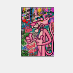 Whimsical Pink Panther Wall Art – Modern Canvas Poster for Living Room Décor