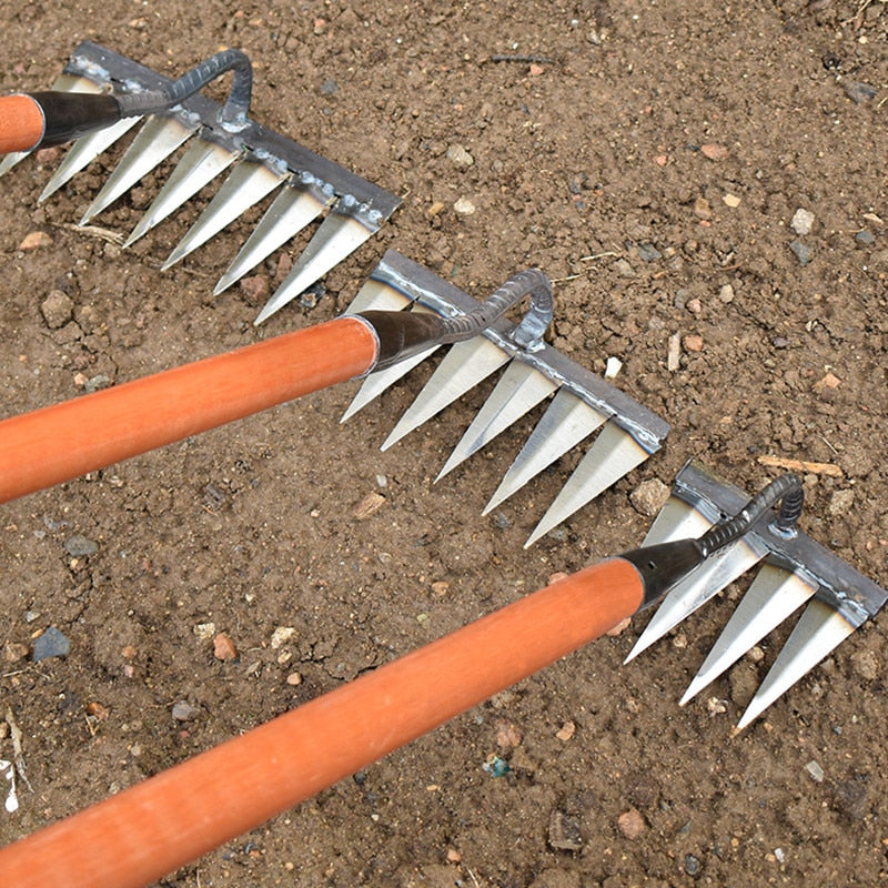 Heavy-Duty Metal Garden Rake Tool for Weeding and Soil Maintenance 4