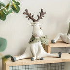 Holiday Reindeer Figurine – Cute Seasonal Decor for Living Room & Mantel