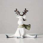 Holiday Reindeer Figurine – Cute Seasonal Decor for Living Room & Mantel