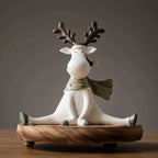 Holiday Reindeer Figurine – Cute Seasonal Decor for Living Room & Mantel