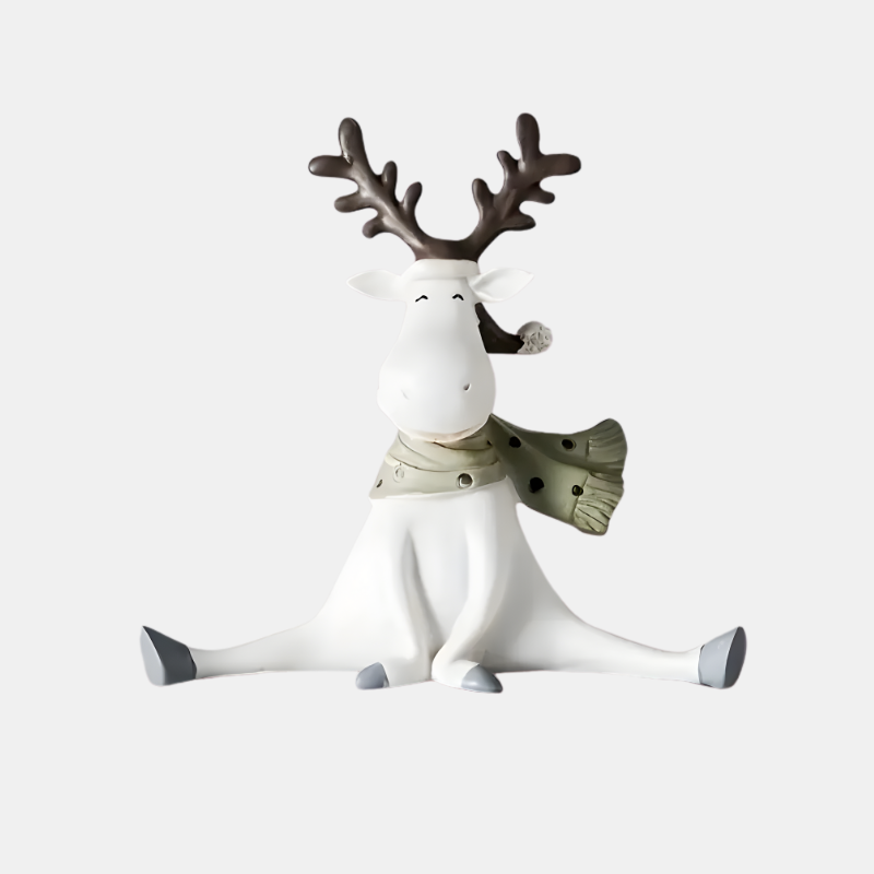 Holiday Reindeer Figurine – Cute Seasonal Decor for Living Room & Mantel