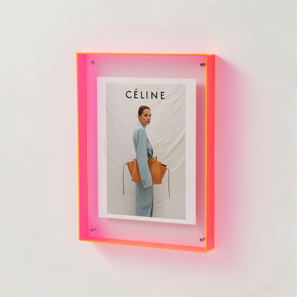 Neon Acrylic Photo Frame – Retro Style Fluorescent Picture Frame for Home Decor