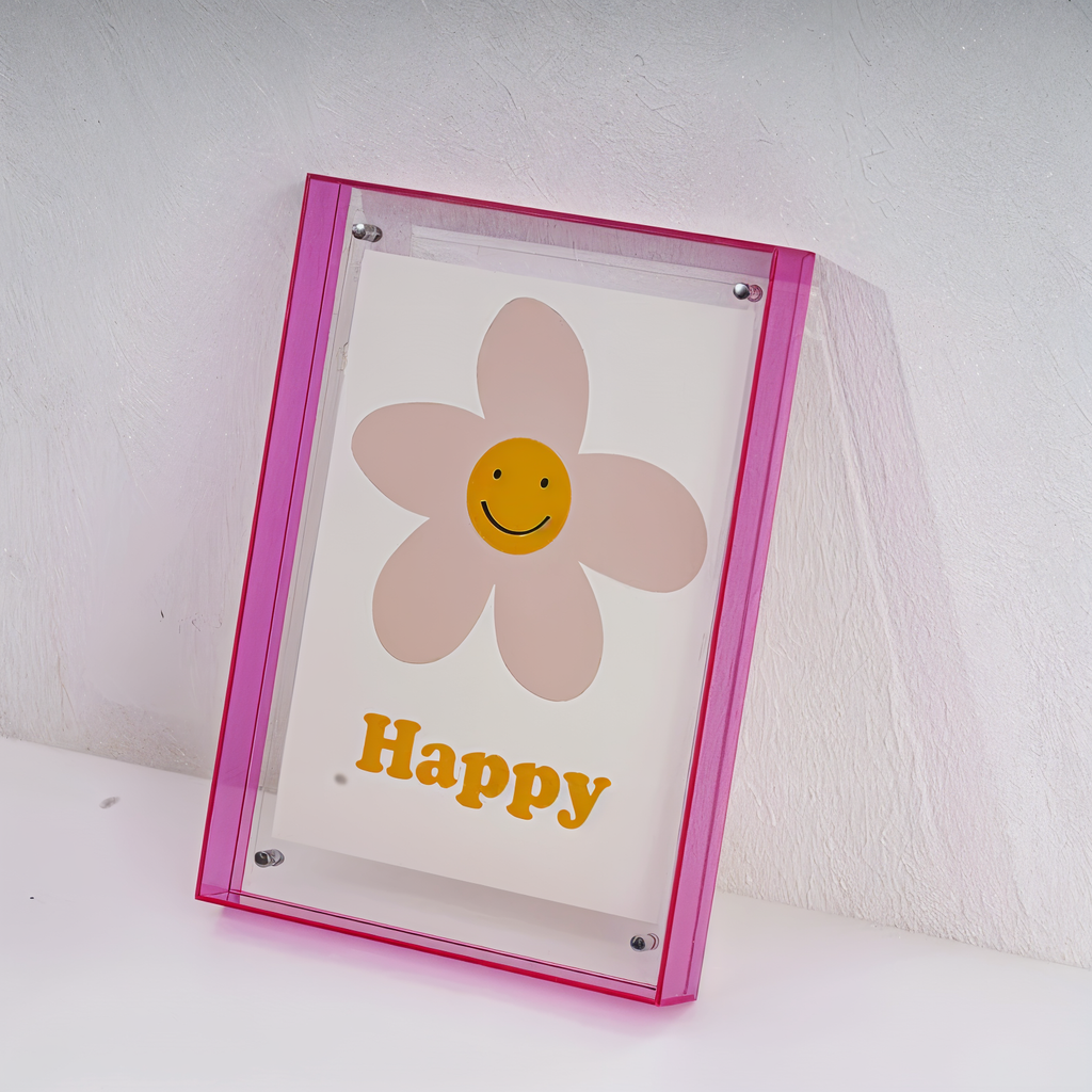 Neon Acrylic Photo Frame – Retro Style Fluorescent Picture Frame for Home Decor