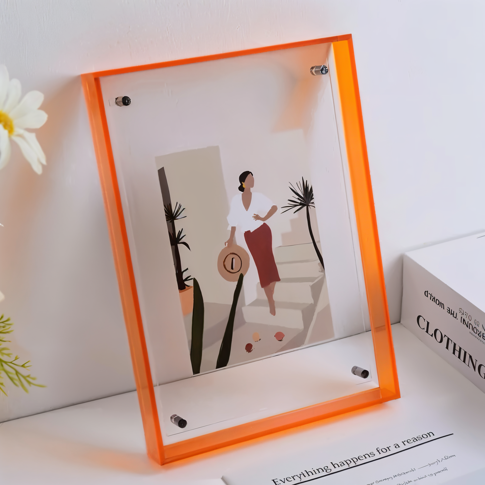 Neon Acrylic Photo Frame – Retro Style Fluorescent Picture Frame for Home Decor