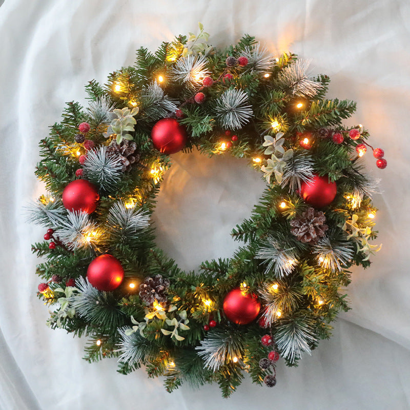 Illuminated Christmas Door Wreath with 20 Lights – Festive Holiday Decor 1