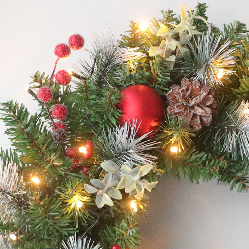 Illuminated Christmas Door Wreath with 20 Lights – Festive Holiday Decor 4