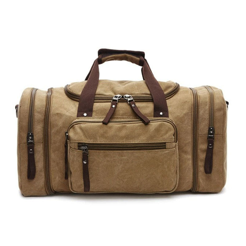 Large Capacity Canvas Travel Bag – Ultimate Organizer for All Your Adventures-Travel Duffel Bag-Unique Casa-Khaki-Unique Casa