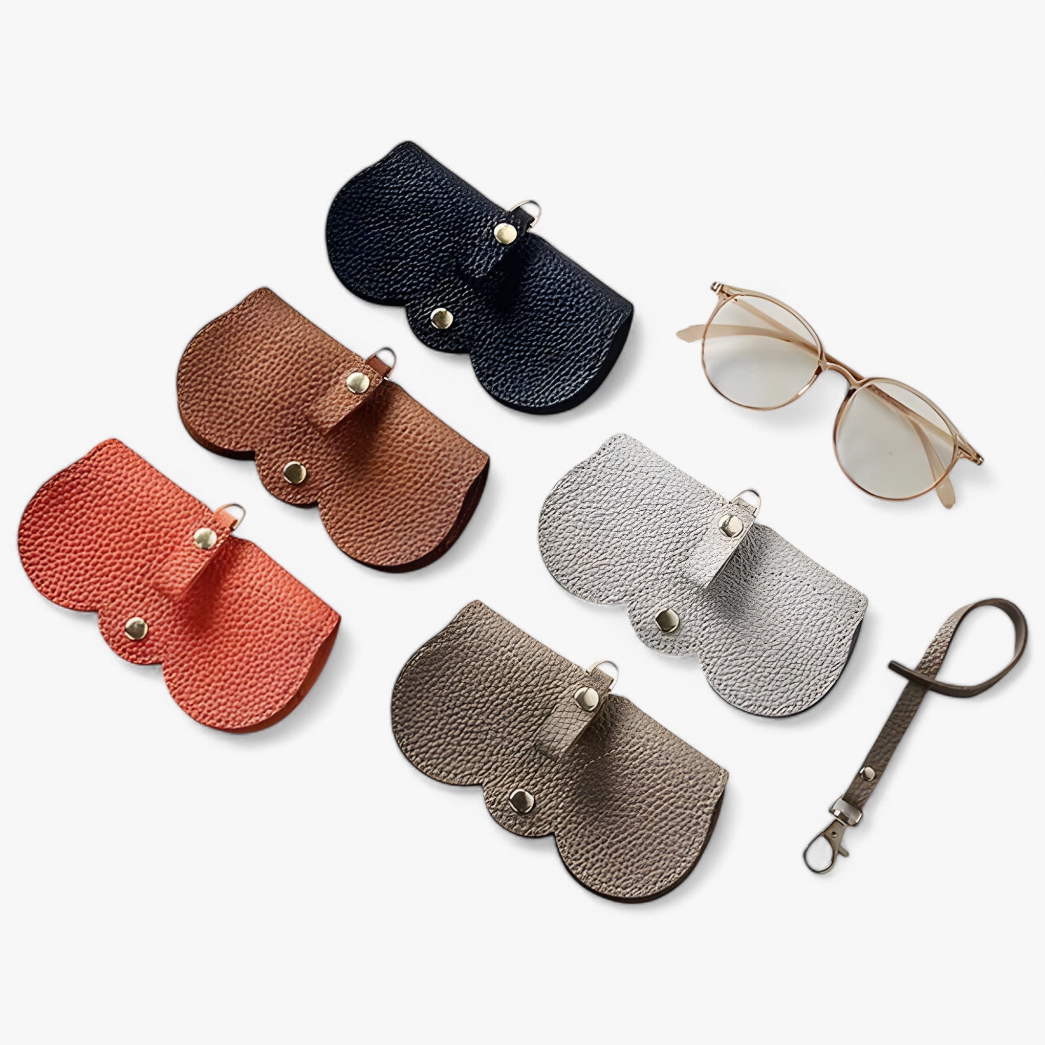 Leather Glasses Case with Snap Closure – Compact & Elegant Eyewear Holder