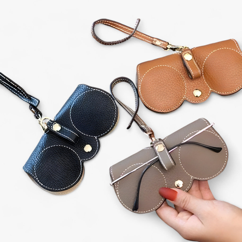 Leather Glasses Case with Snap Closure – Compact & Elegant Eyewear Holder