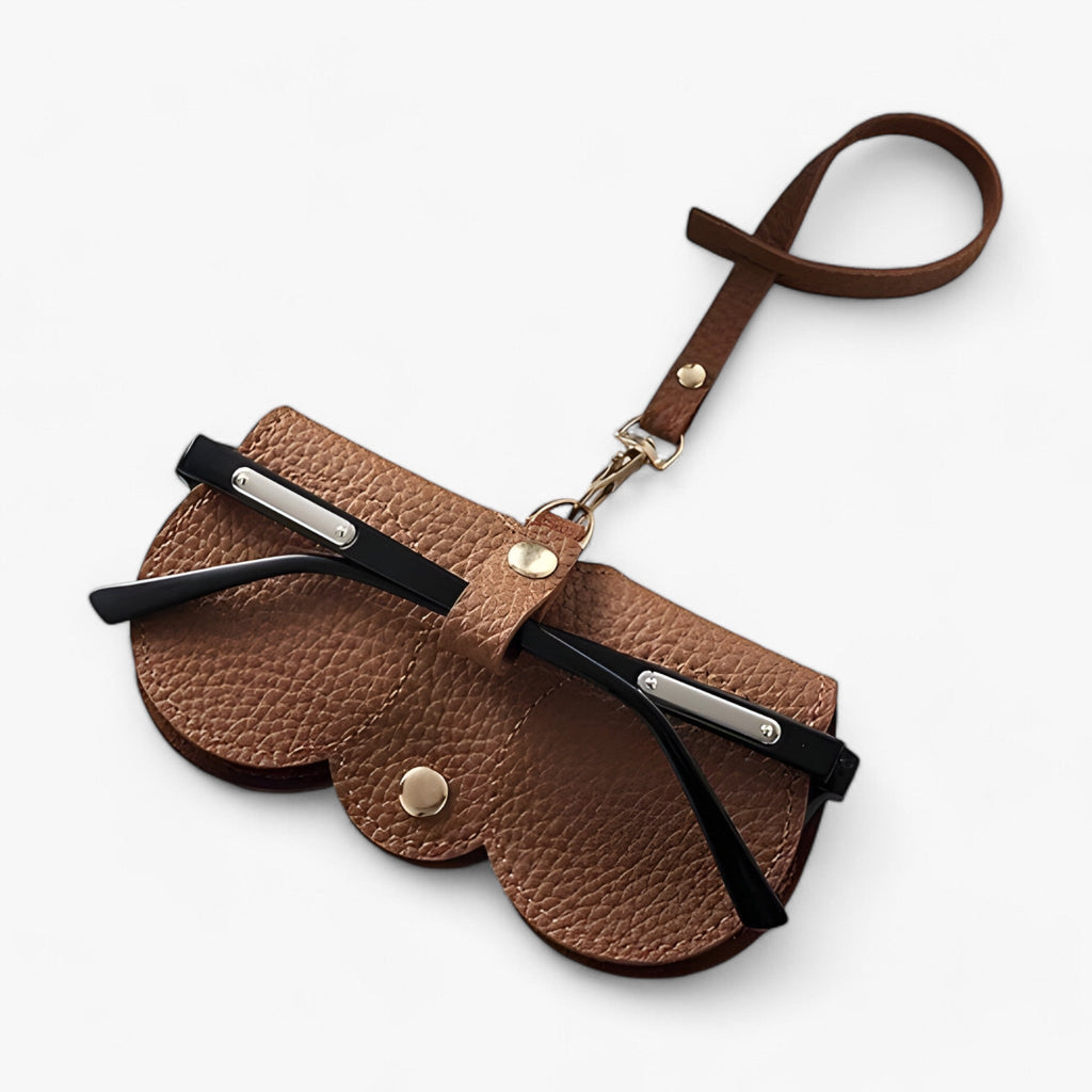 Leather Glasses Case with Snap Closure – Compact & Elegant Eyewear Holder