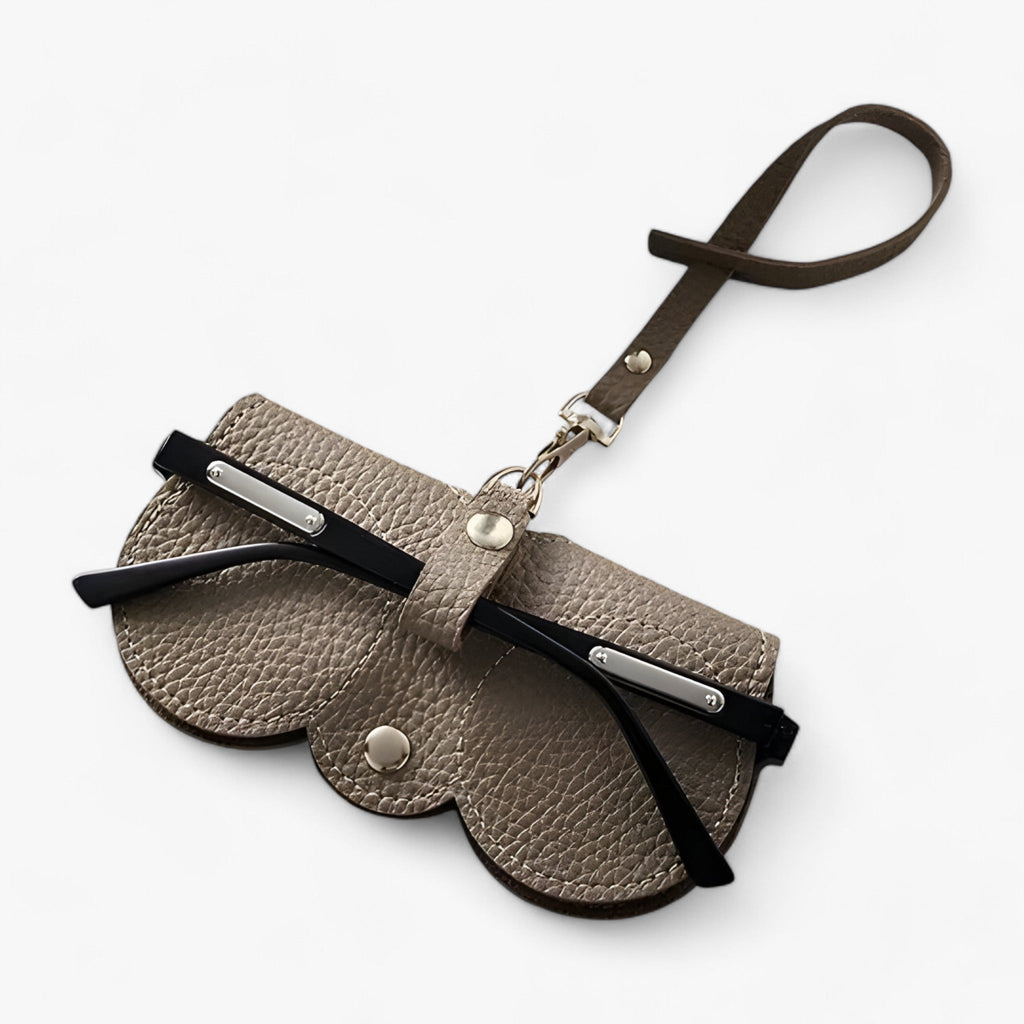 Leather Glasses Case with Snap Closure – Compact & Elegant Eyewear Holder