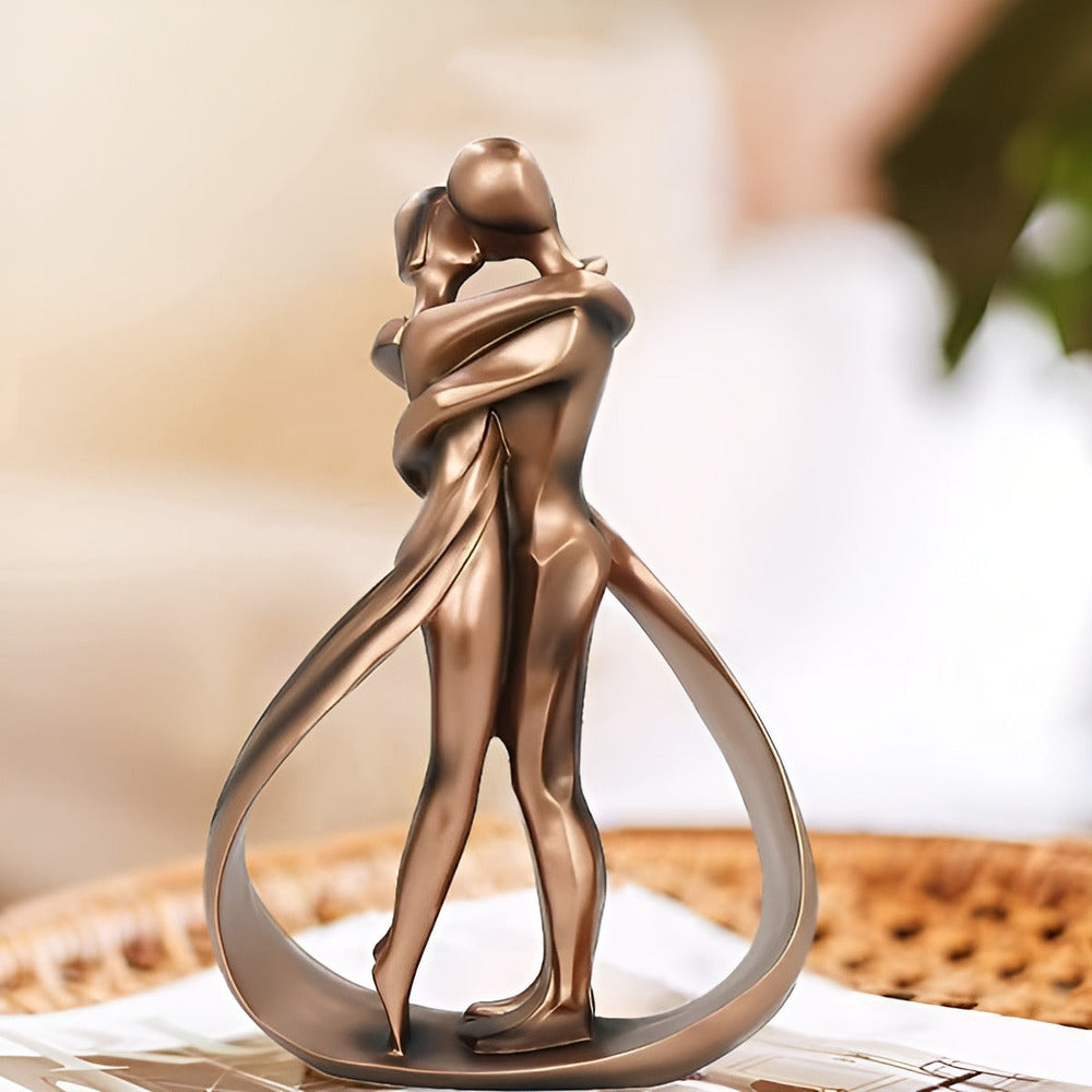 Lovers’ Bond Statue - Artistic Kissing Couple Sculpture for Romantic Home Décor