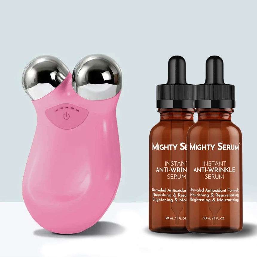 Facial Roller For Relaxing Massage And Skin Rejuvenation-Roller Massager-Unique Casa-Pink-1 Micro Roller + 2 Serums-Unique Casa