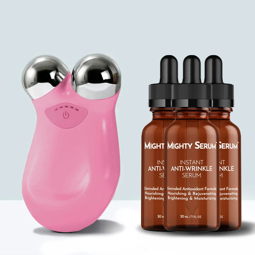 Facial Roller For Relaxing Massage And Skin Rejuvenation-Roller Massager-Unique Casa-Pink-1 Micro Roller + 3 Serums-Unique Casa